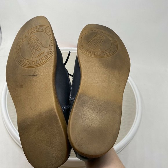 Clarks Men Oxford Shoes 8.5 Blue Leather Lace Up Casual Round Toe Comfort - Picture 8 of 12